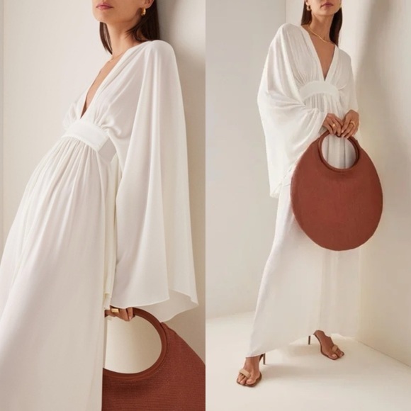Alexis Dresses & Skirts - ALEXIS Lilla Kaftan Crepe Maxi Dress White Sz S